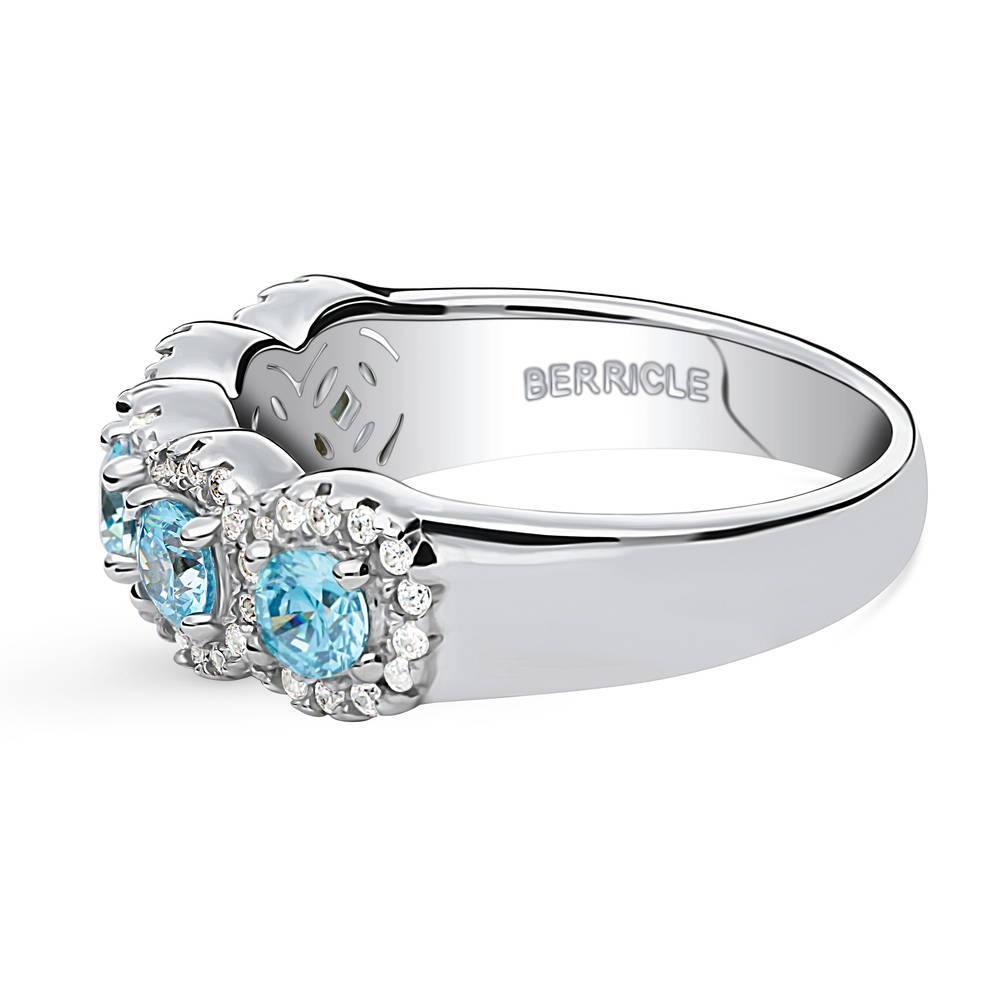 5-Stone Simulated Aquamarine CZ Ring in Sterling Silver
