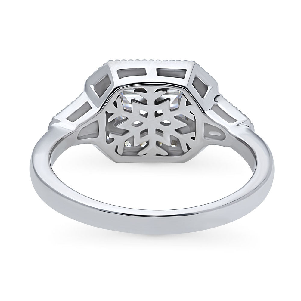 Halo East-West Art Deco Milgrain CZ Ring in Sterling Silver