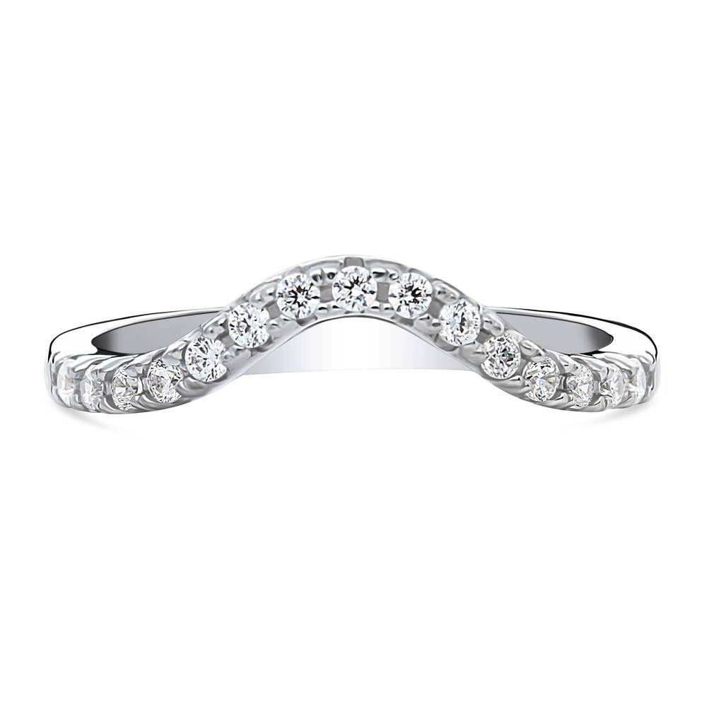 Wishbone CZ Eternity Ring in Sterling Silver