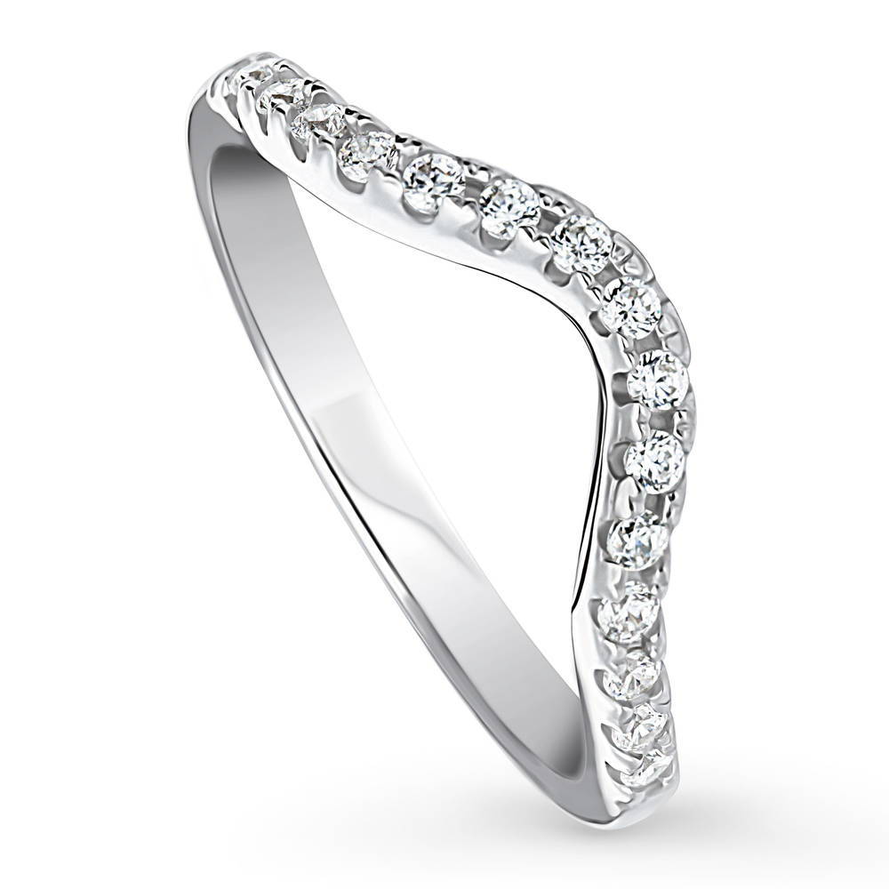 Front view of Wishbone CZ Eternity Ring in Sterling Silver, 3 of 8