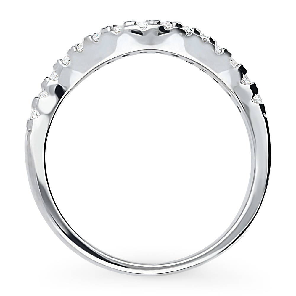 Alternate view of Wishbone CZ Curved Half Eternity Ring in Sterling Silver, 7 of 8