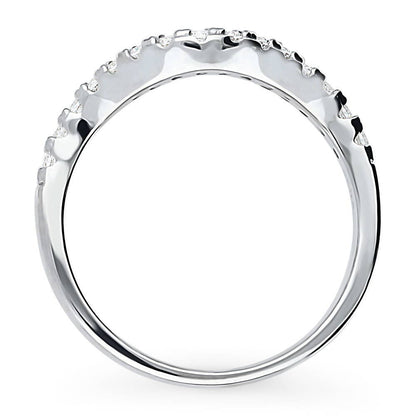 Wishbone CZ Eternity Ring in Sterling Silver