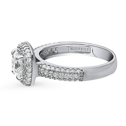 Halo Cushion Cut CZ Ring in Sterling Silver