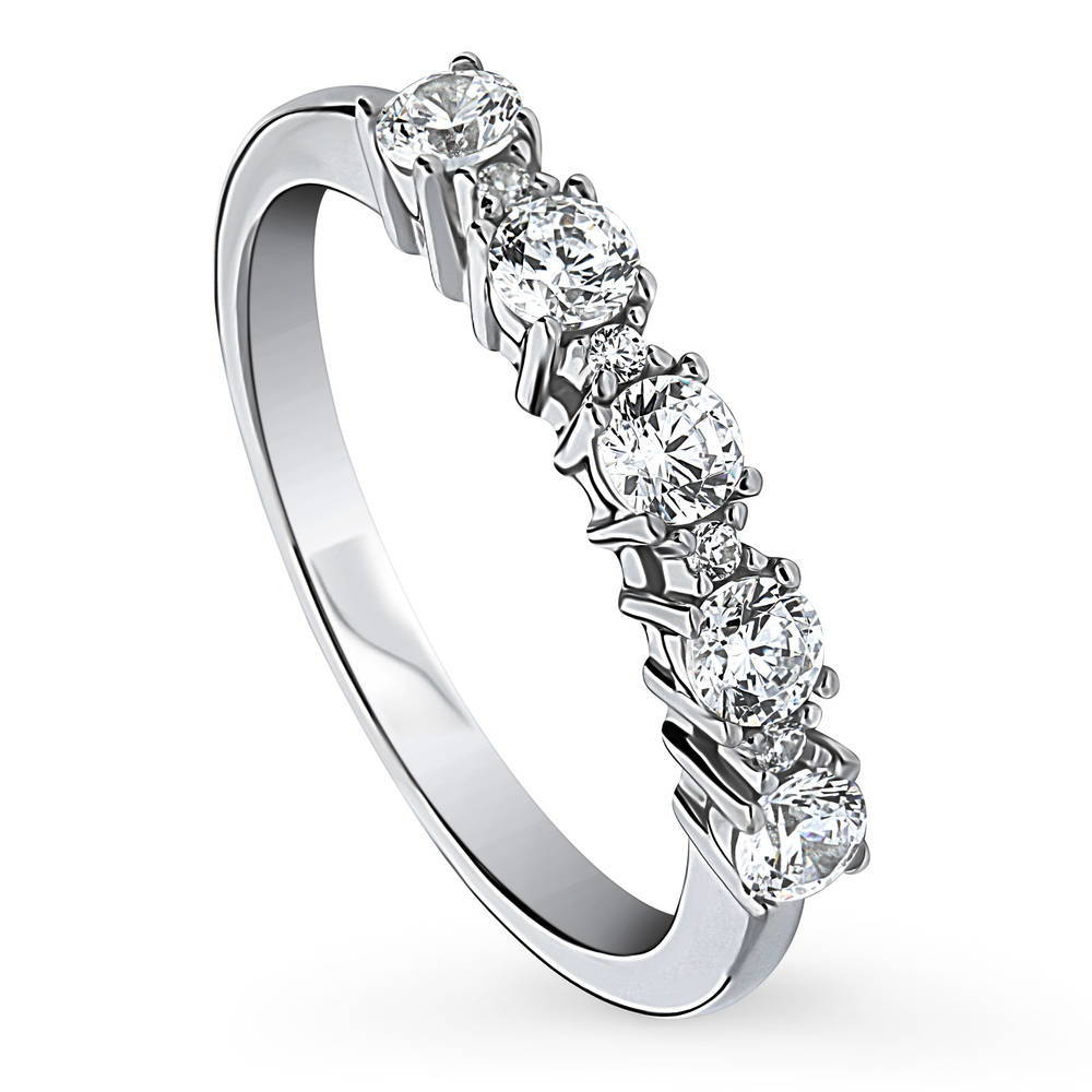Front view of 5-Stone CZ Ring in Sterling Silver, 4 of 8