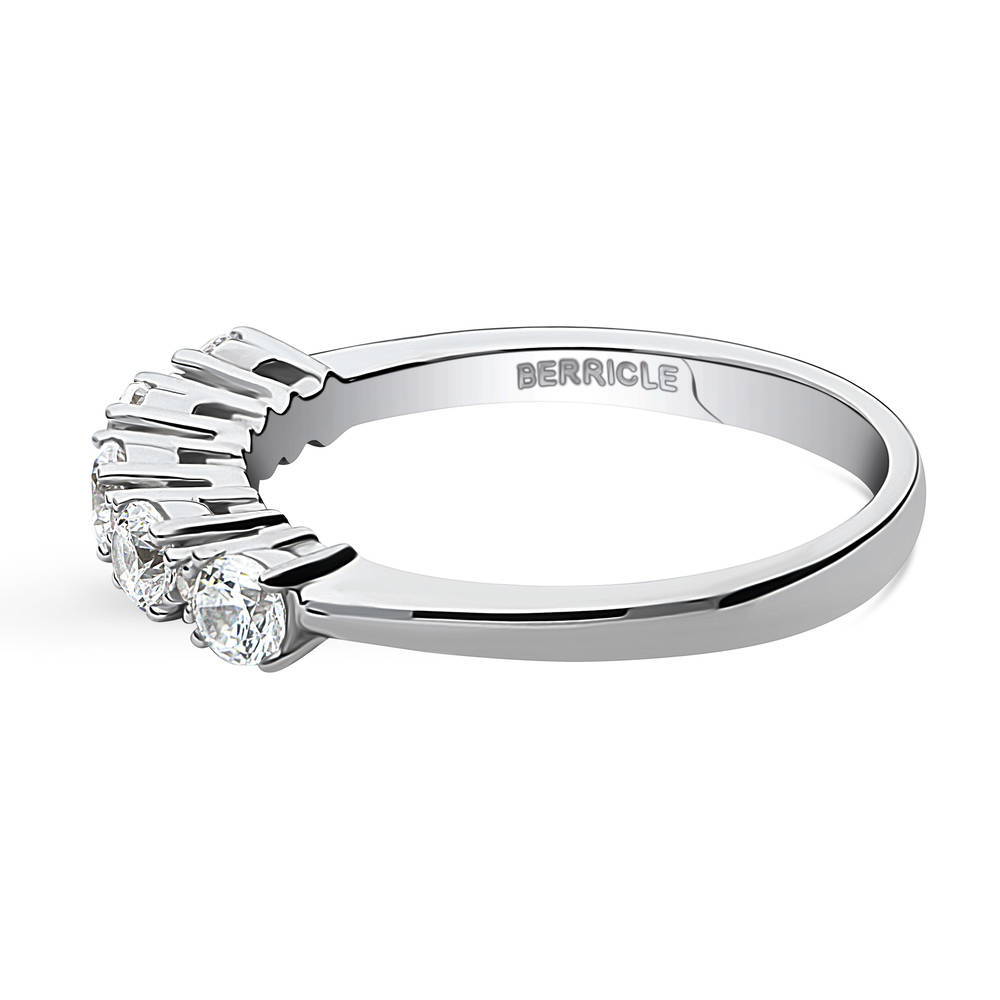 Angle view of 5-Stone CZ Ring in Sterling Silver, 5 of 8