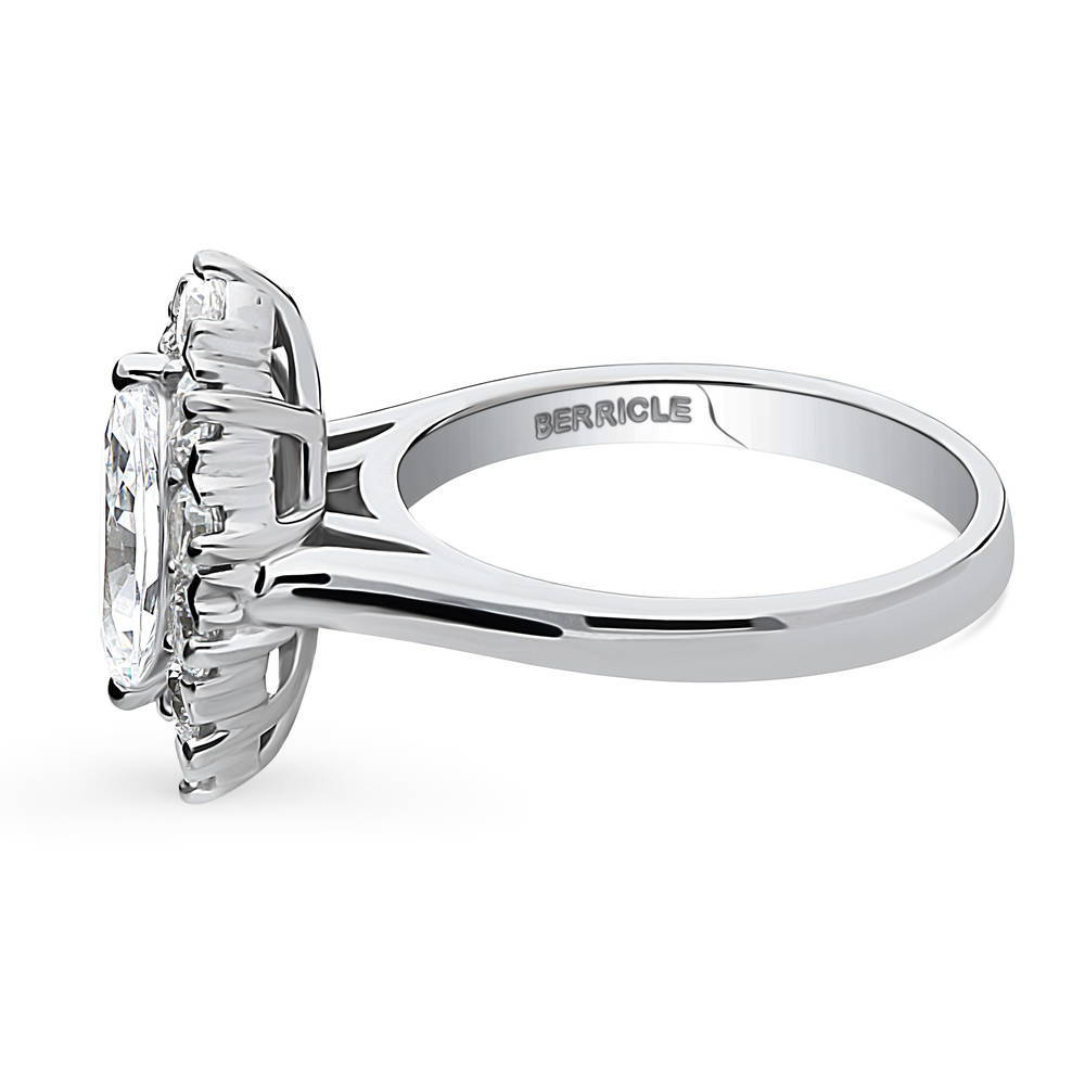 Angle view of Navette Halo Art Deco CZ Ring in Sterling Silver, 5 of 8