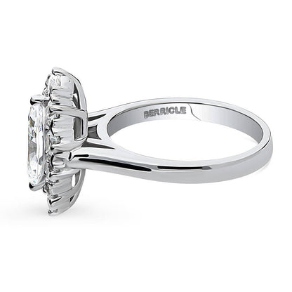 Navette Halo Art Deco CZ Ring in Sterling Silver