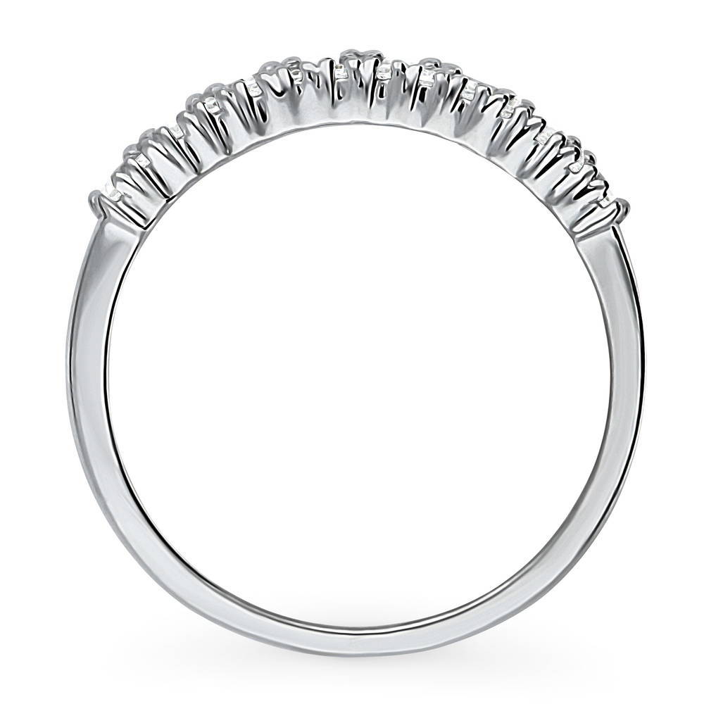 Channel Set CZ Statement Half Eternity Ring in Sterling Silver