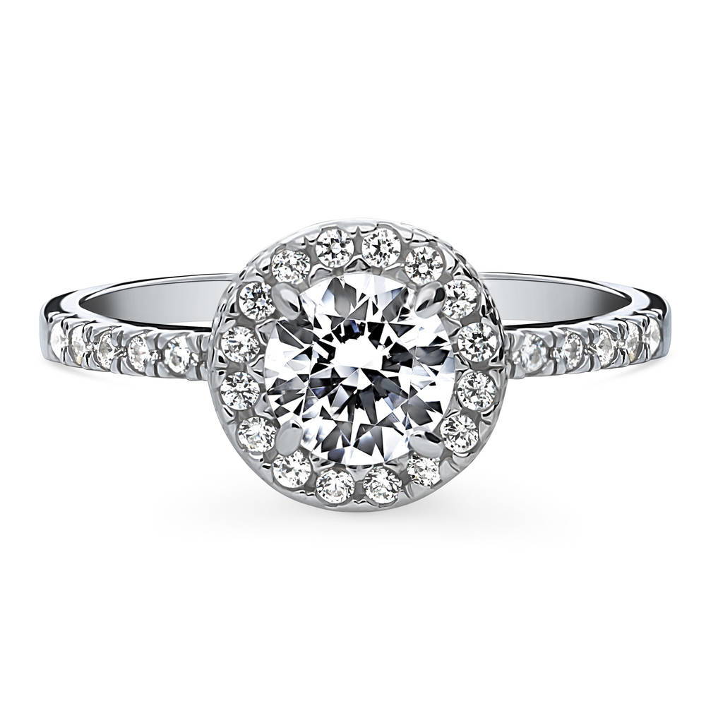 Halo CZ Ring in Sterling Silver