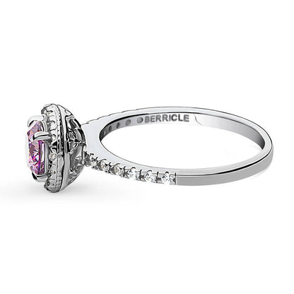 Halo Purple CZ Ring in Sterling Silver