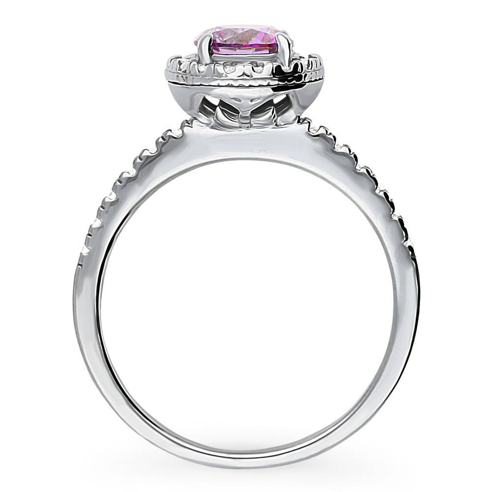 Halo Purple CZ Ring in Sterling Silver