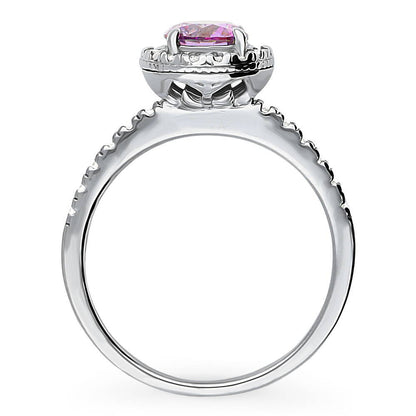Halo Purple CZ Ring in Sterling Silver