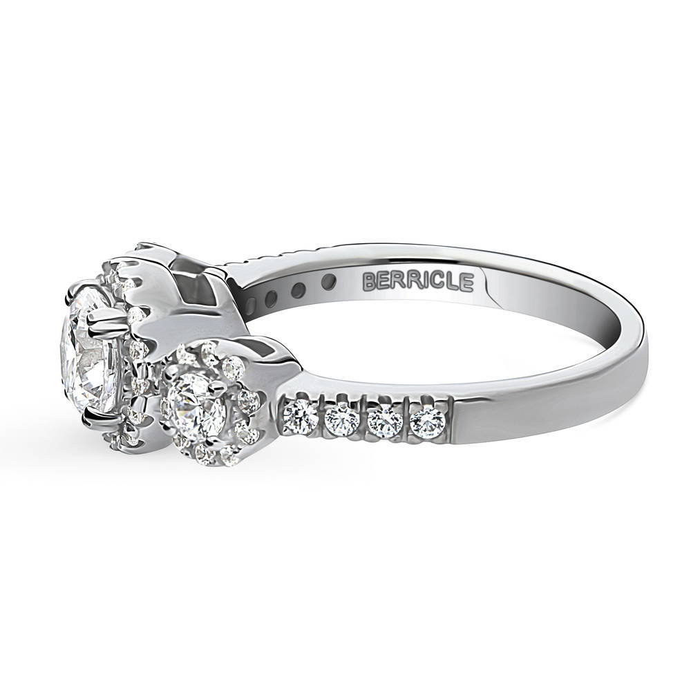 Angle view of 3-Stone 0.8ct CZ Ring in Sterling Silver, 5 of 8