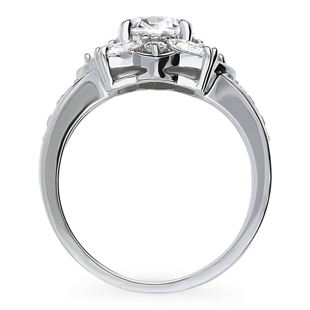 Alternate view of Flower Halo CZ Ring in Sterling Silver, 7 of 12