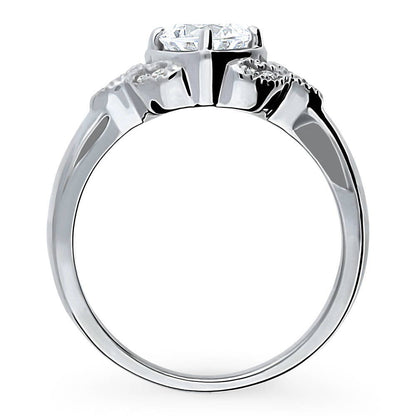 Flower Solitaire 0.8ct CZ Ring in Sterling Silver