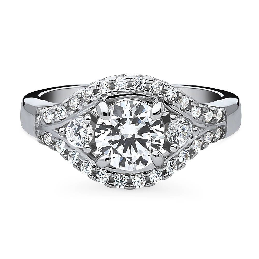 3-Stone 0.8ct CZ Ring in Sterling Silver
