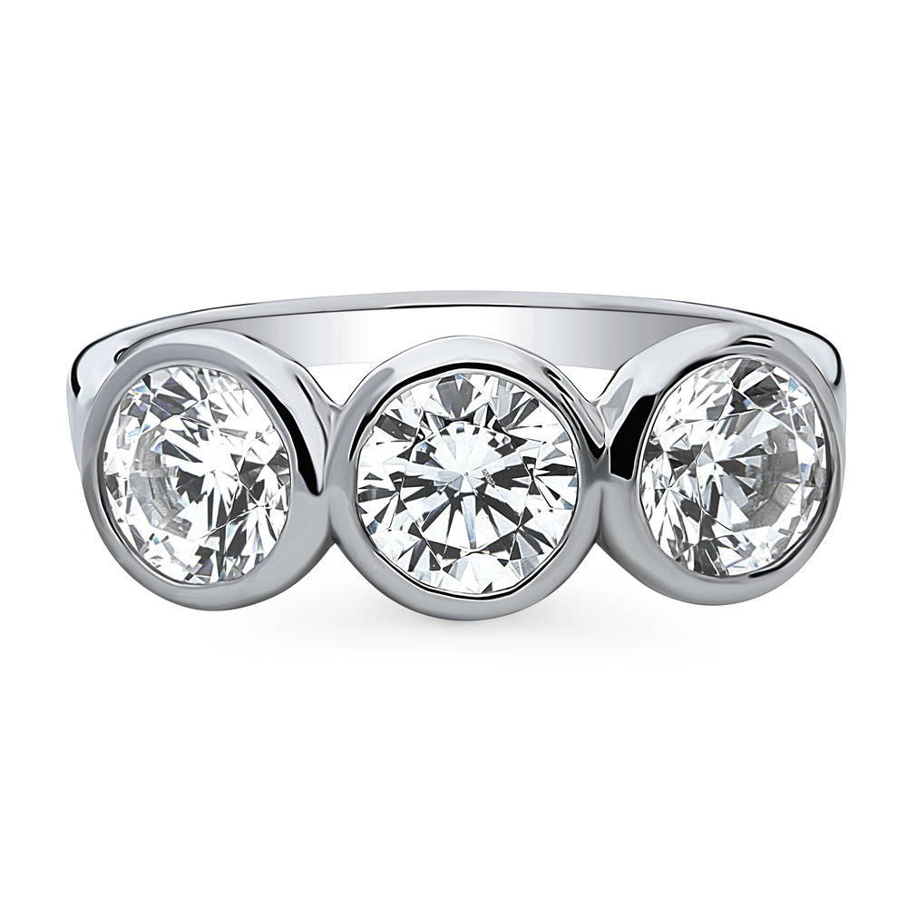 3-Stone 2.4ct CZ Ring in Sterling Silver, 1 of 9