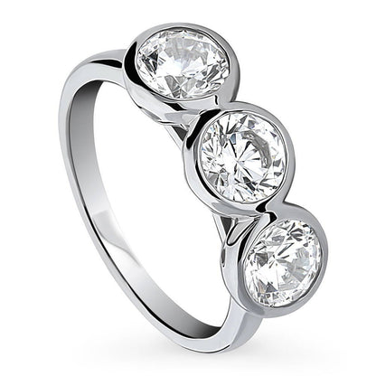 3-Stone 2.4ct CZ Ring in Sterling Silver