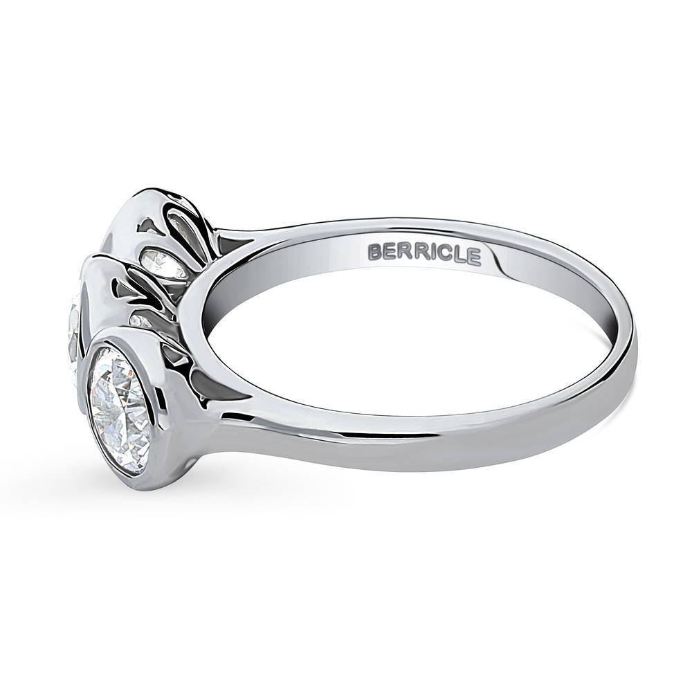 Angle view of 3-Stone 2.4ct CZ Ring in Sterling Silver, 5 of 9