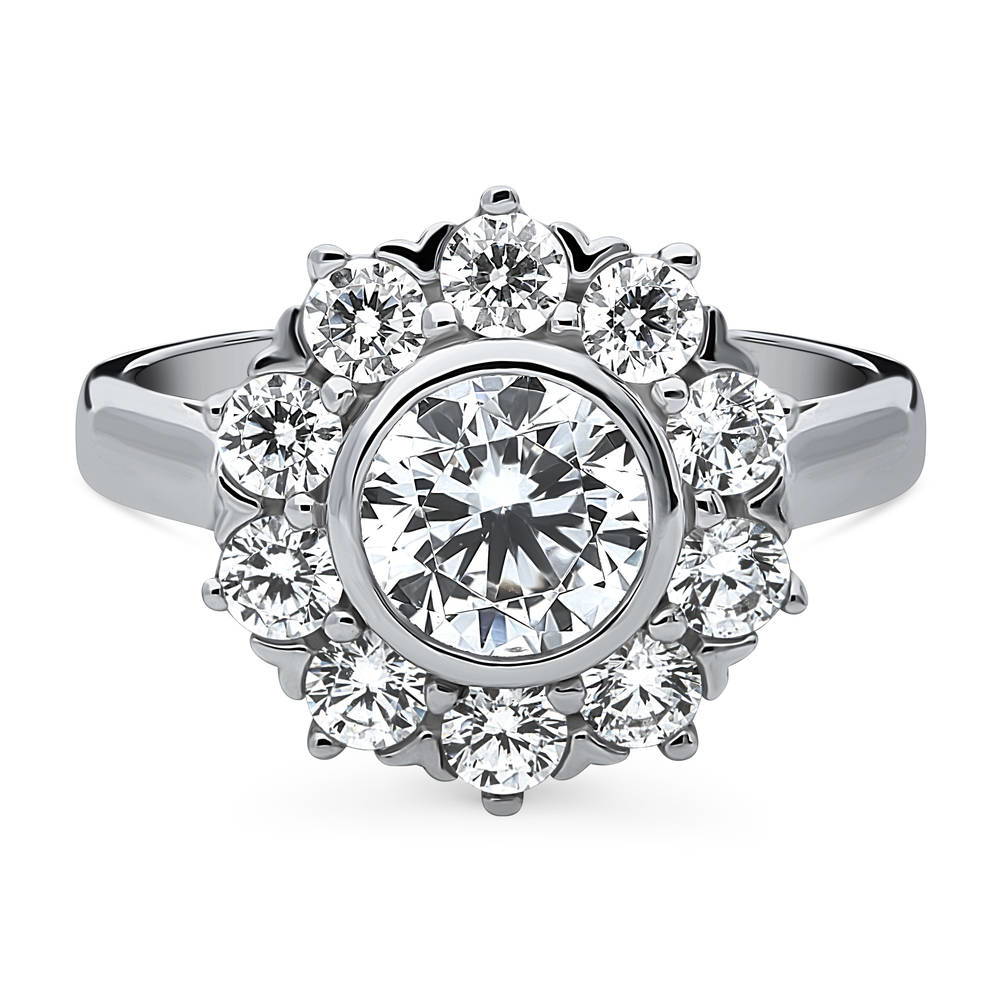 Halo Flower CZ Ring in Sterling Silver, 1 of 9