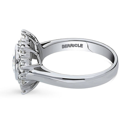 Halo Flower CZ Ring in Sterling Silver