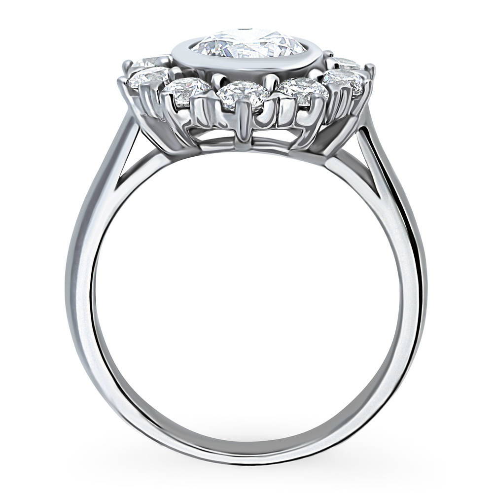 Alternate view of Halo Flower CZ Ring in Sterling Silver, 8 of 9