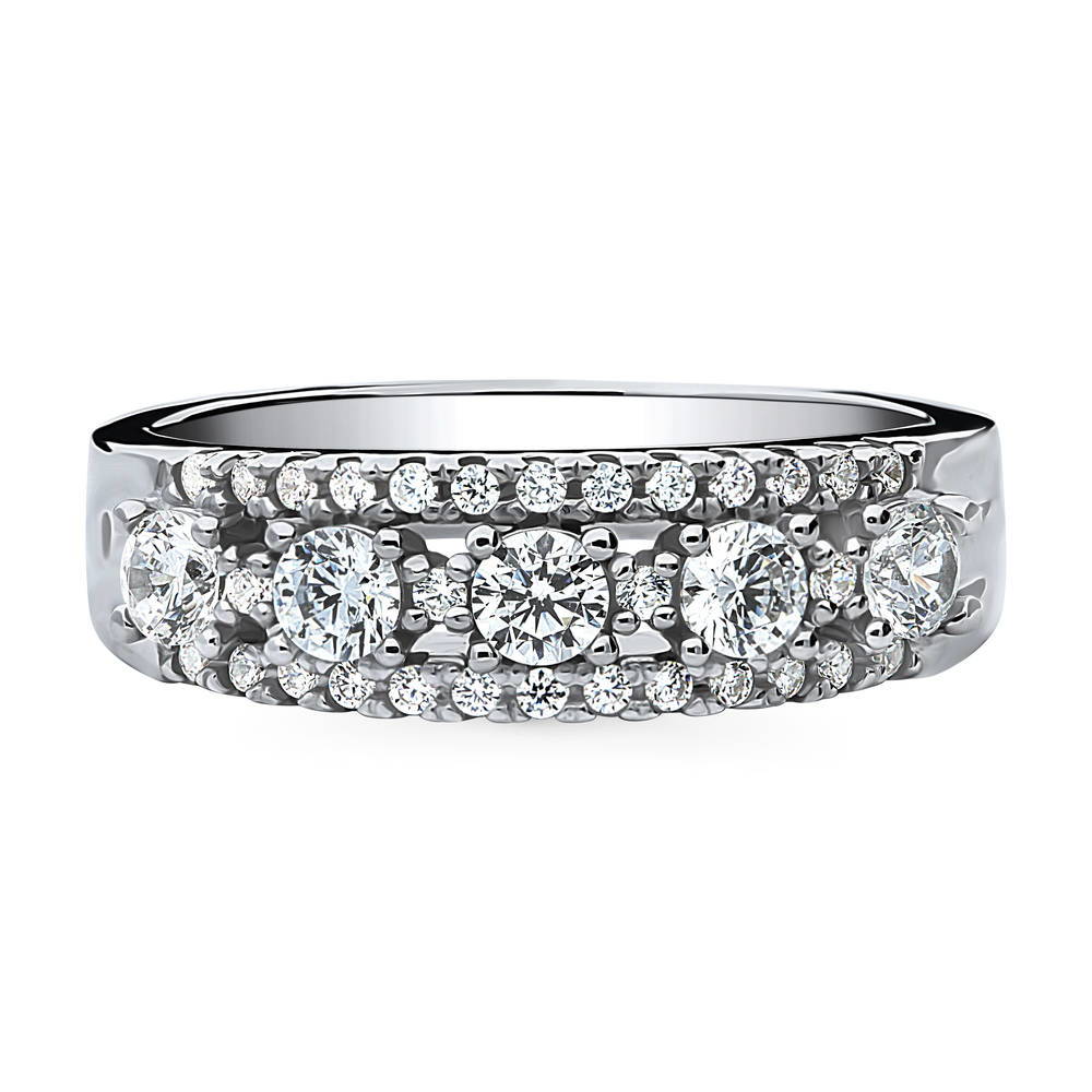 5-Stone CZ Eternity Ring in Sterling Silver, 1 of 8