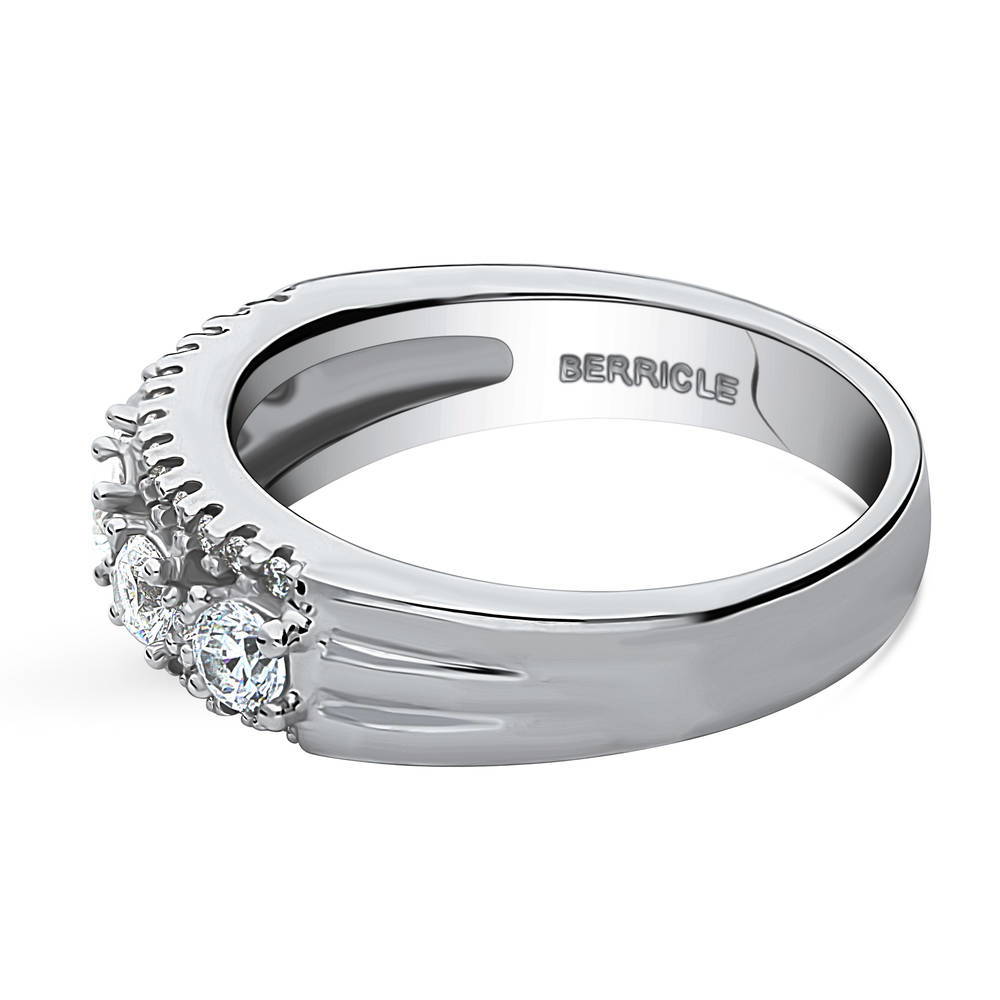 Angle view of 5-Stone CZ Half Eternity Ring in Sterling Silver, 5 of 8