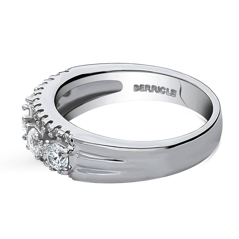 Angle view of 5-Stone CZ Eternity Ring in Sterling Silver, 5 of 8