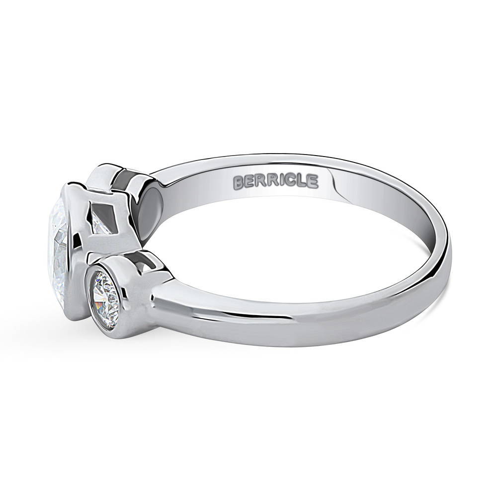 3-Stone 1.25ct Cushion CZ Ring in Sterling Silver
