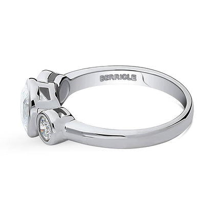 3-Stone 1.25ct Cushion CZ Ring in Sterling Silver