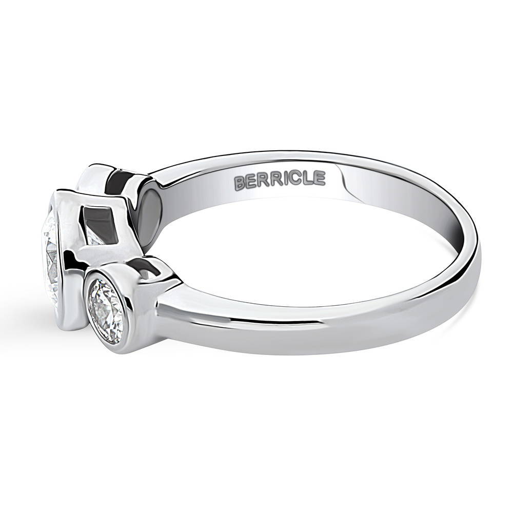 Angle view of 3-Stone 0.8ct CZ Ring in Sterling Silver, 5 of 8