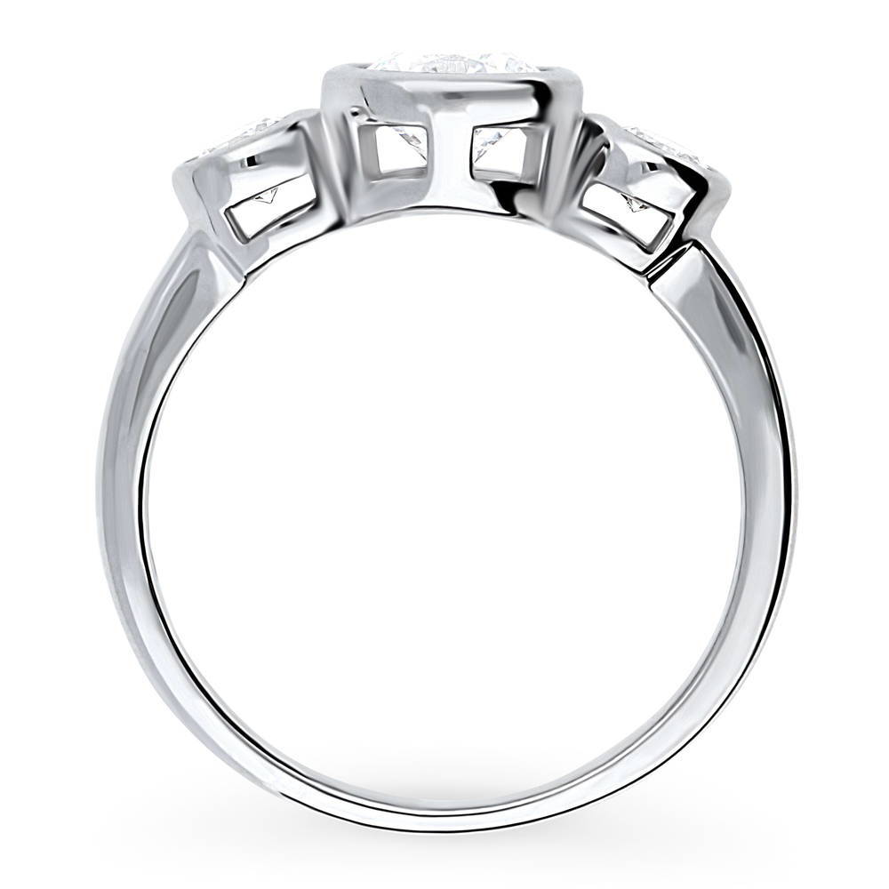 3-Stone Round CZ Ring in Sterling Silver