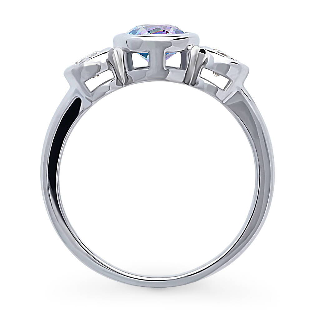 Alternate view of 3-Stone Kaleidoscope 0.8ct Purple Aqua CZ Ring in Sterling Silver, 8 of 8