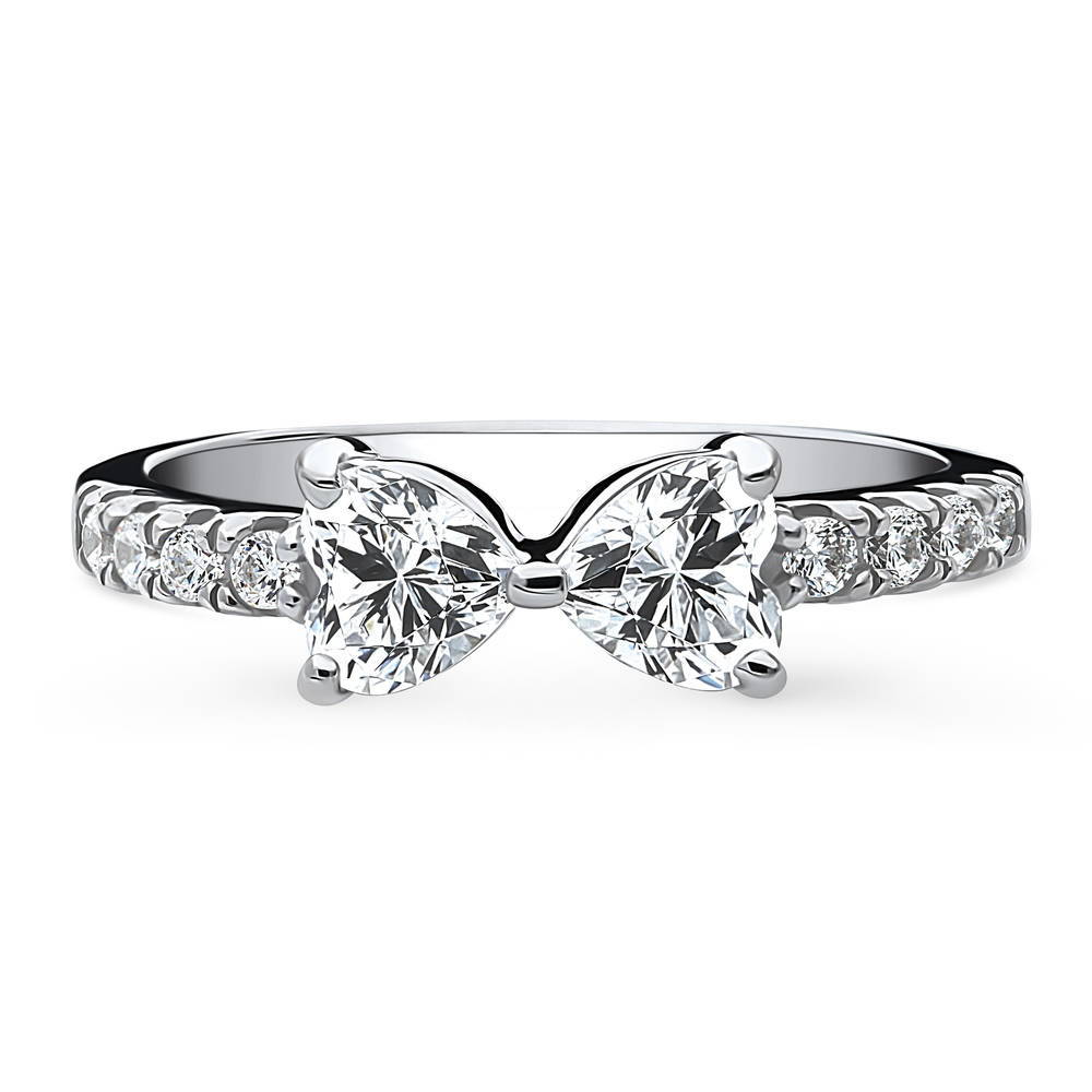 Bow Tie Heart CZ Ring in Sterling Silver