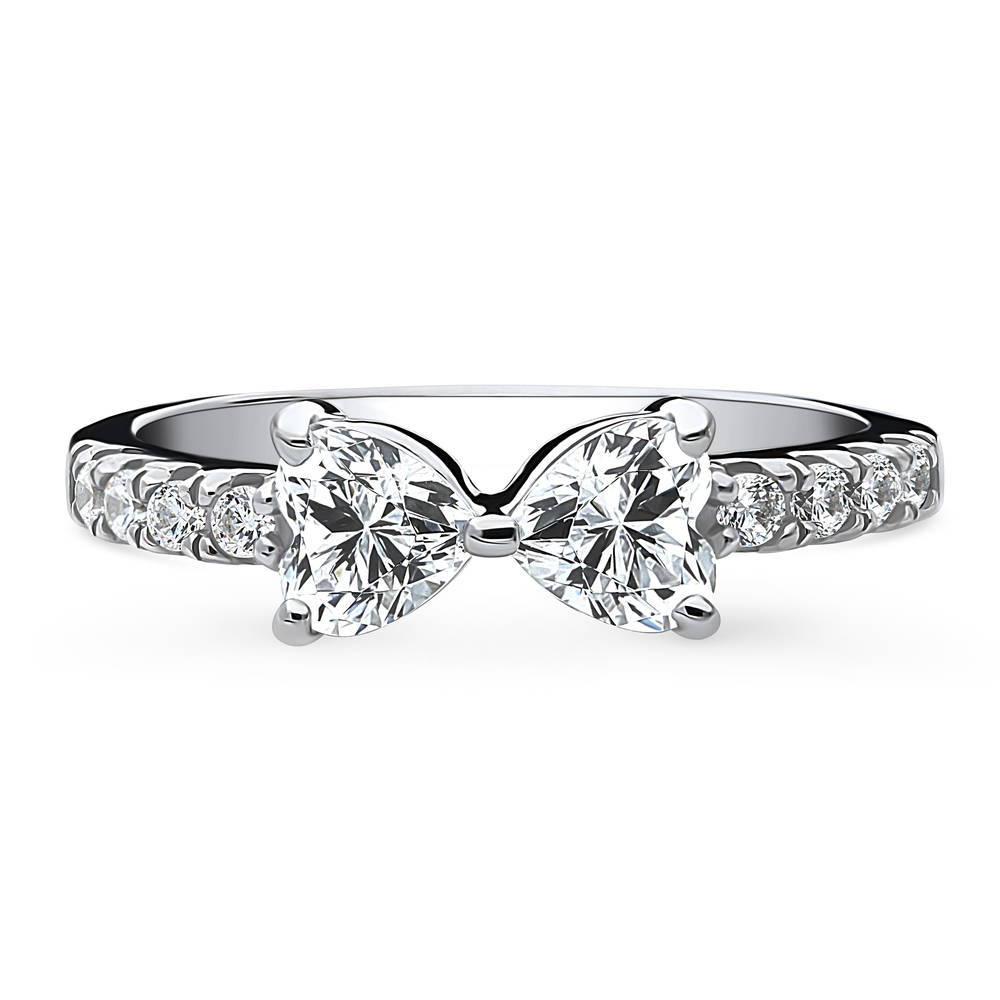 Bow Tie Heart CZ Ring in Sterling Silver, 1 of 8