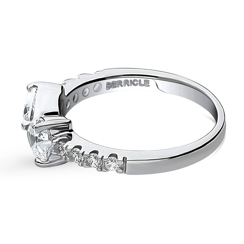 Angle view of Bow Tie Heart CZ Ring in Sterling Silver, 5 of 8