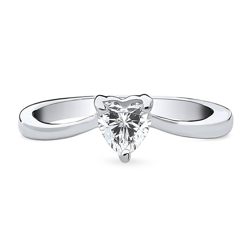 Solitaire 0.4ct Heart CZ Ring in Sterling Silver