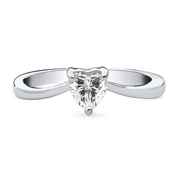 Solitaire Heart 0.4ct CZ Ring in Sterling Silver