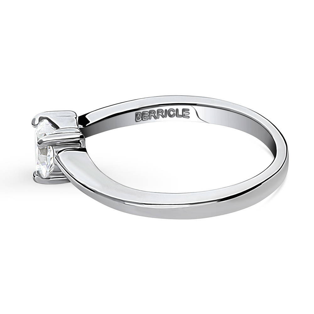 Angle view of Solitaire Heart 0.4ct Heart CZ Ring in Sterling Silver, 5 of 8