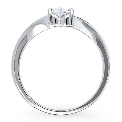 Solitaire Heart 0.4ct Heart CZ Ring in Sterling Silver