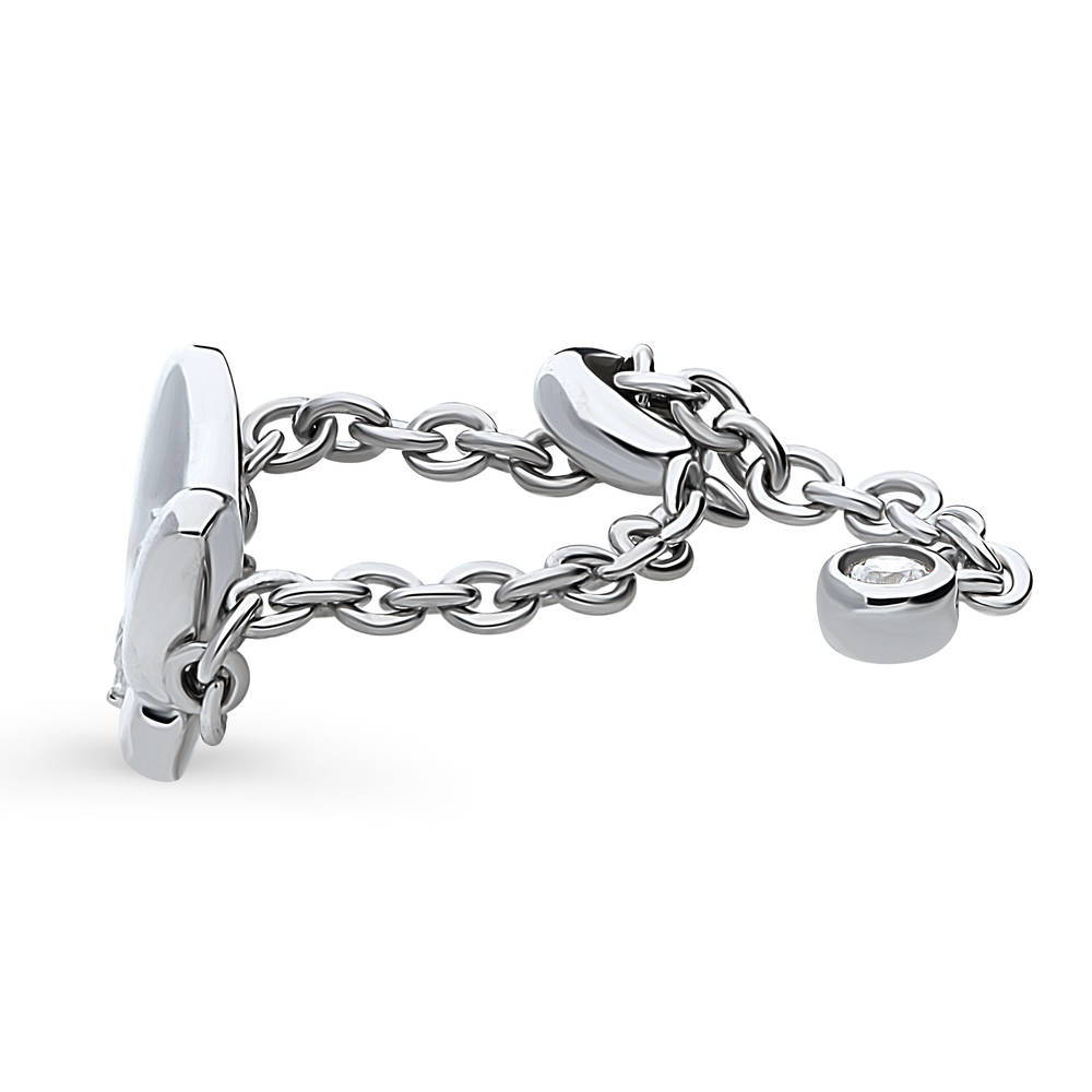 Butterfly CZ Chain Ring in Sterling Silver