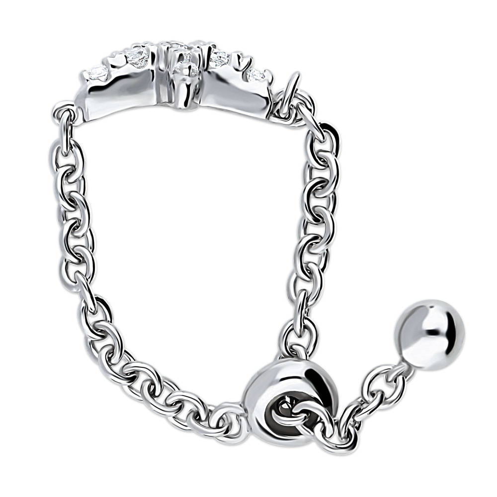 Starfish CZ Chain Ring in Sterling Silver