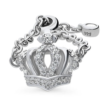 Crown CZ Chain Ring in Sterling Silver