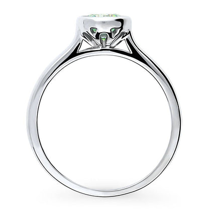 Solitaire 0.8ct Green Bezel CZ Ring in Sterling Silver