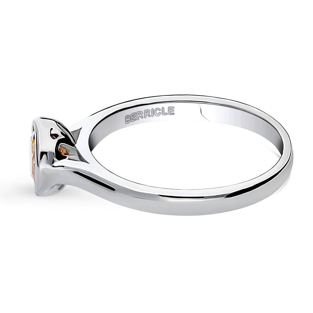 Solitaire 0.8ct Caramel Bezel CZ Ring in Sterling Silver