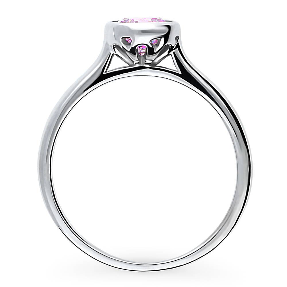 Solitaire 0.8ct Purple Bezel CZ Ring in Sterling Silver
