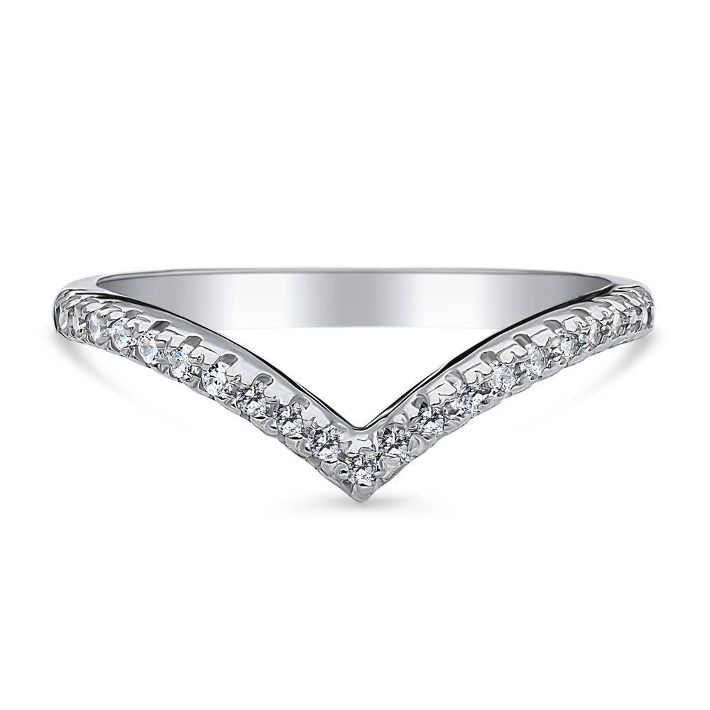 Wishbone CZ Curved Eternity Ring in Sterling Silver, 1 of 7