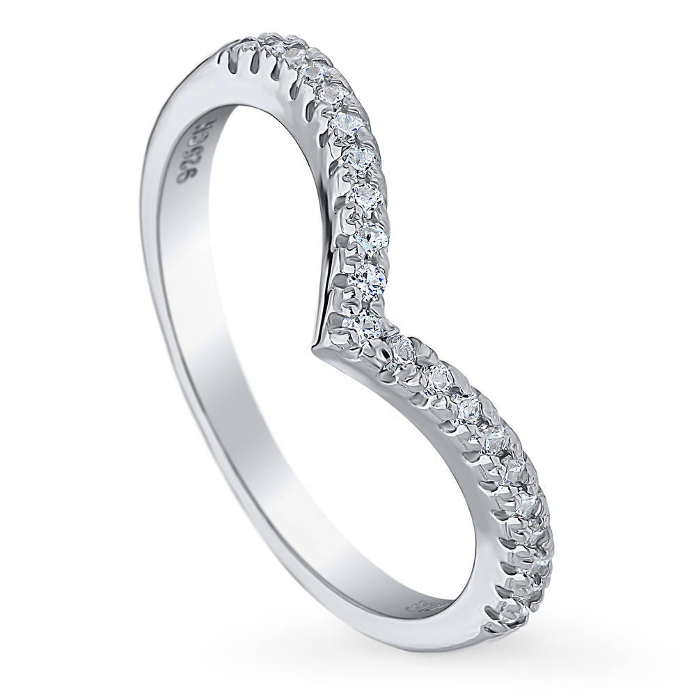 Wishbone CZ Curved Eternity Ring in Sterling Silver