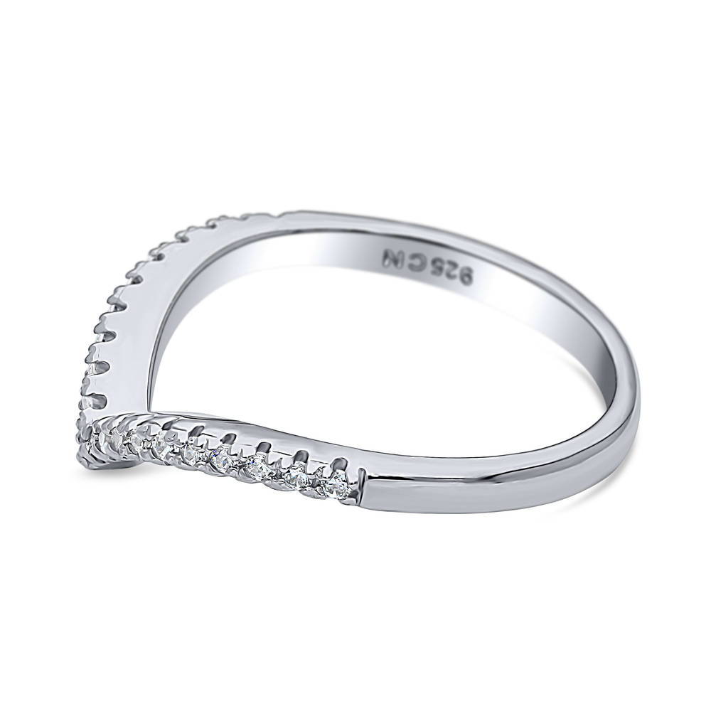 Angle view of Wishbone CZ Curved Eternity Ring in Sterling Silver, 5 of 7